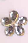 Λουλούδι, ακρυλική πέτρα για κόλλημα 21 mm λευκό διάφανο πολύπλευρο -20 τεμάχια