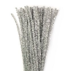 Телени пръчка с ламе цвят сребро -30 см -10 броя
