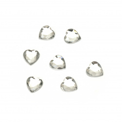 Acrylic Faceted Heart Stones with Flat Back / 8 mm / Transparent - 50 pieces