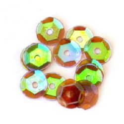 Loose Sequins Beads for Sewing, Dress Decoration, Wedding, Craft, Scrapbooking round 7 mm orange -20 grams