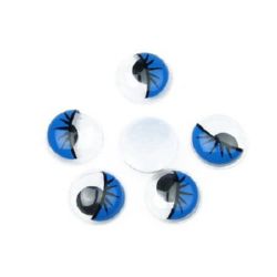 Ochi miscatori 12 mm cu genele albastre -50 de bucăți