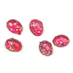 Margele tip  cabochon plastic oval 13x18 mm roz -5 bucăți