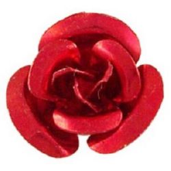 Роза 12x7 мм дупка 1 мм алуминиева червена -50 броя