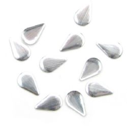 Adhesive Drop-shaped Elements /  13x8 mm / Silver - 20 pieces
