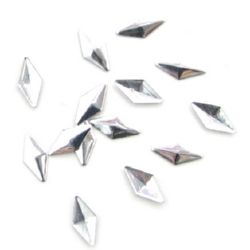 Adhesive element rhombus 12x6 mm silver -20 pieces