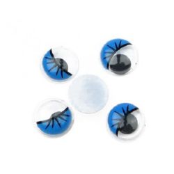 Wiggle Eyes, Decorations DIY Clothes, 10 mm with eyelashes, blue - 50 pieces