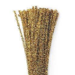 Pipe Cleaners, Chenille Wire, DIY Decorating, Kids Crafts, Shiny gold dark-30 cm -10 pieces