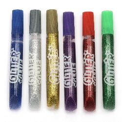 Stoc epuizat. Primeste notificare pe email cand produsul revine in stoc Set de brocat cu lipici 6 culori x 10 ml