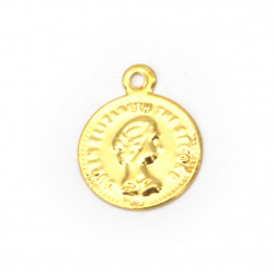 Față metalică monedă auriu de 12 mm cu un inel -50 bucăți