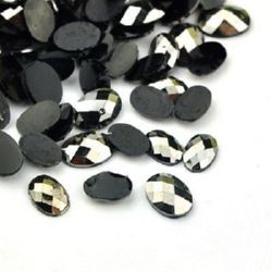 Ακρυλική πέτρα οβάλ 6 ~ 7x4 ~ 5x1 ~ 2 mm γραφίτης - 2 γραμμάρια ~ 80 τεμάχια