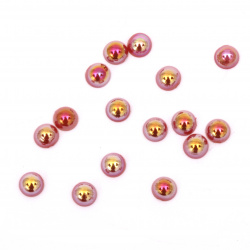 Plastic Half Pearls / 4x2 mm color /  Red RAINBOW - 250 pieces