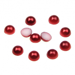 Cabochon Pearls, Half Round for Gluing, DIY, Clothes, Jewellery 6 mm red -100 pieces