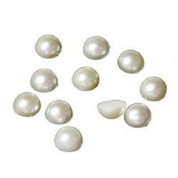 Perla emisferă 6x3 mm culoare alb -100 bucăți