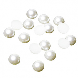 Flat Back Cabochon Pearls, Half Round for Sticking, Gluing, DIY, Clothes, Jewellery, Size: 8x4 mm, Champagne color - 100 pieces