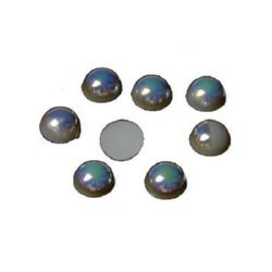 Hemispherical Imitation Pearls for Sticking, Size: 8x4 mm, Color: TEAL rainbow - 100 pieces