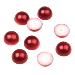Cabochon Pearl Beads, Half Round for Gluing, DIY, Clothes, Jewellery 10x5 mm red -50 pieces