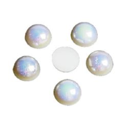 Perla emisferă  12x6 mm culoare alb curcubeu -20 bucăți
