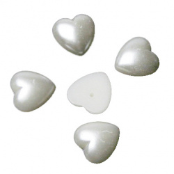 Cabochon Pearl Beads, Half Round for Gluing, DIY, Decoration, Scrapbooking, Decoupage heart 12 mm -20 pieces