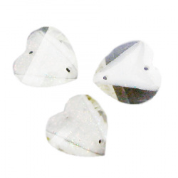Sew On Acrylic Rhinestone, DIY Clothes, Decoration 15x13 mm figurine heart rainbow with white - 10 pieces