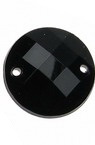 Acrylic sew-on stones, 16 mm round, black color, faceted, extra quality - 25 pieces