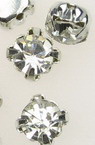 Sew On Glass Stones with a Metal Base, Quality AA / 5x5 mm / Transparent - 10 pieces