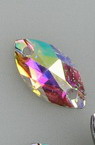Acrylic sew-on stones, 6x12 mm leaf shape, rainbow color, extra quality - 50 pieces