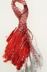 Red and White Silk Tassels / 44 cm / Fringe: 4 cm - 100 pieces