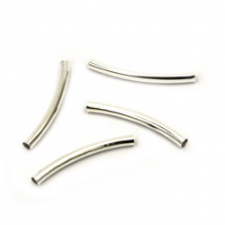 Metal Tube Beads, 3x28 mm, Silver - 20 pieces
