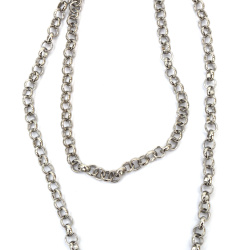 Chain, 6x6x2 mm, Round, Silver Color - 1 meter