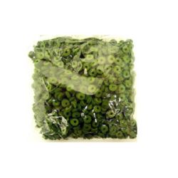 Stoc epuizat. Primeste notificare pe email cand produsul revine in stoc Șaibă de piele 6x2 mm verde -12,5 grame ~ 300 bucăți