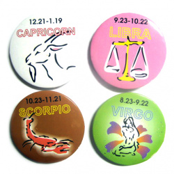 Badges with ZODIAC Signs / 45 mm / 2x12 pieces - 24 pieces