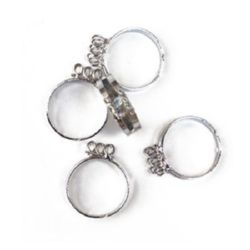 Baza metalica pentru inel argintiu de 18 mm cu pieptene dublu -10 bucati