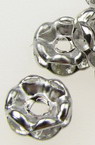Jewelry metal components, separator washer shape with crystals zig zag 6x3 mm hole 1.5 mm color silver - 10 pieces