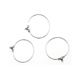 Opening Metal Earring Hoop / 30 mm / Silver - 2 pieces
