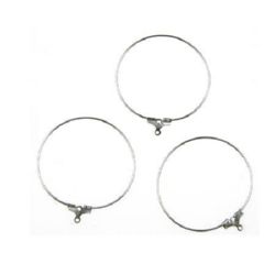 Opening Metal Hoop for Earring Making / 35 mm / Silver - 2 pieces
