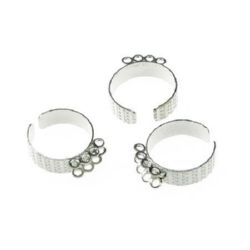 Baza metalica pentru inel reglabil argintiu doua randuri cu pieptene cvadruplu -10 bucati