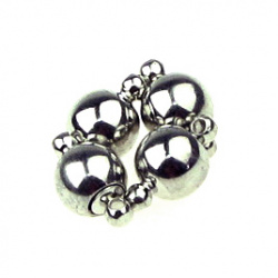 Ball-shaped Magnetic Clasp for Handmade Jewelry Design / 14x8 mm, Hole: 1 mm / Silver