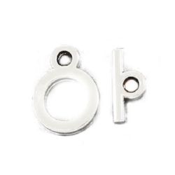 CCB Toggle Jewelry Clasp / 18x13x2 mm, Hole: 2 mm / Silver -10 sets