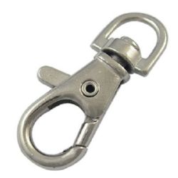 Key-chain Clip Carabiner / 37x17x5 mm / Silver - 5 pieces