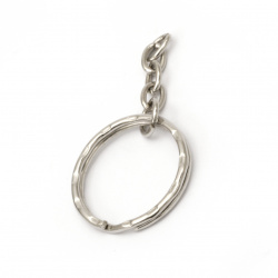 Key Ring with Chain / 25x2.5 mm / Silver - 10 pieces