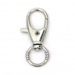 STEEL Key chain Snap Hook with Ring / 51x20 mm / Silver