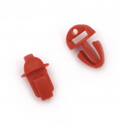 Two Part Plastic Clasp / 25x13 mm, Hole: 8 mm / Red - 10 pieces