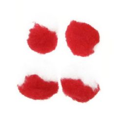 Two-tone (Red and White) Pompoms / 25 mm - 50 pieces