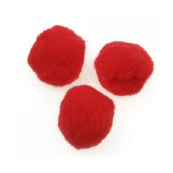 Decorative Red Pompoms / 45 mm - 10 pieces