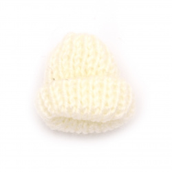 Πλεκτό καπέλο, Στοιχείο για διακόσμηση 35x30 mm λευκό χρώμα - 5 τεμάχια