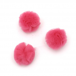 Tulle pompoms 20 mm color dark pink -10 pieces