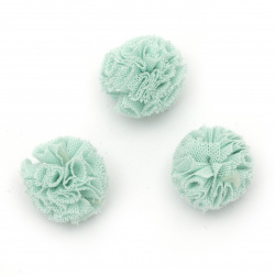 Tulle pompoms elastic 20 mm color light turquoise -5 pieces