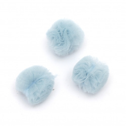 Tulle pompoms 20 mm color light blue -10 pieces
