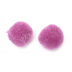 Pompoms 25 mm purple handmade - 10 pieces