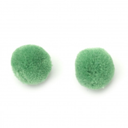 Pompoms 25 mm green handmade - 10 pieces